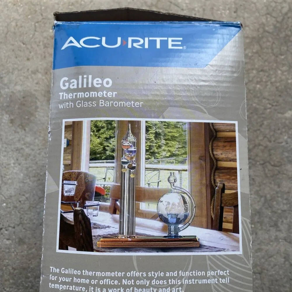 AcuRite Galileo Thermometer & Storm Glass Weather Ball Set w/ Wood Base Box
